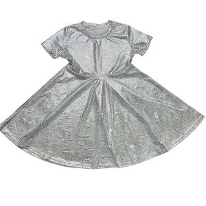 Boutique Silver Metallic Swing Dress